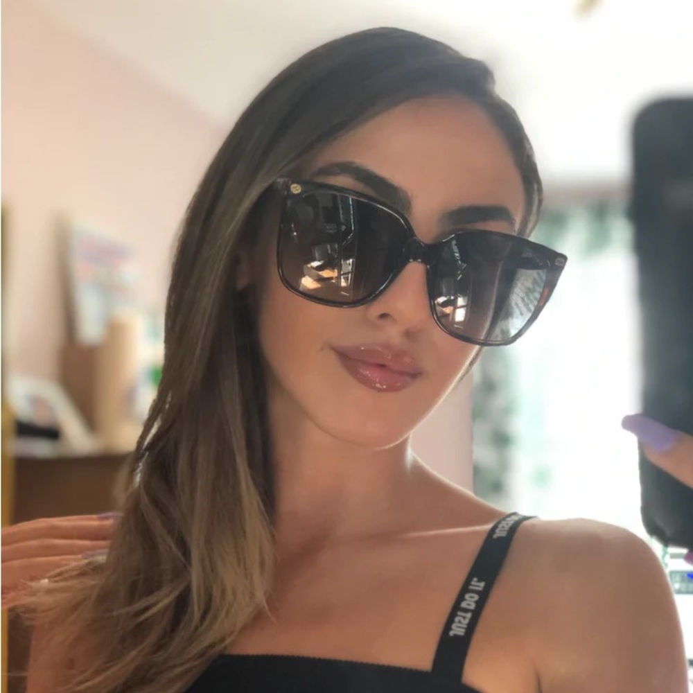 GUCCI GG0022S OVERSIZED BLACK CATEYE SUNGLASSES GG0022 CAT-EYE